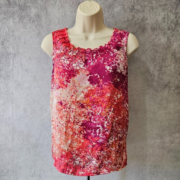 [NWOT] Coldwater Creek Multi-Color Floral Sleeveless Satin Tank Blouse - Picture 2 of 9